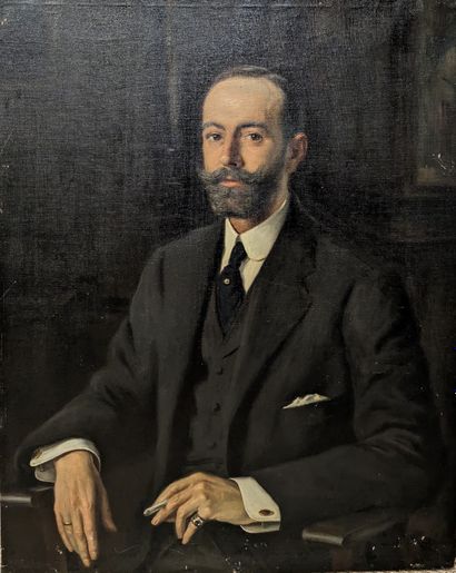 null I. MILLAS (20th century): PORTRAIT OF A SPANISH GENTLEMAN WITH A CIGARETTE....