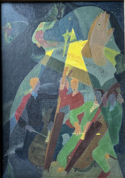 null 20th century FRENCH SCHOOL: THE CONCERT. Oil on isorel, not signed. 51 x 37...