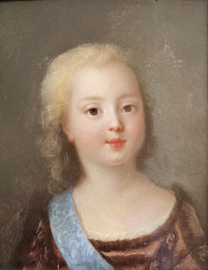 null Follower of Antoine PESNE (1683-1757): PORTRAIT OF A CHILD WITH A BLUE RIBBON....