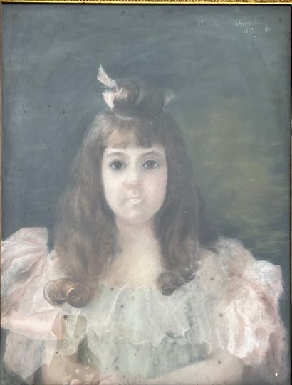 null Marguerite de MESGUIL DE CHAMBOURG (19th - 20th century) : PORTRAIT OF A GIRL...
