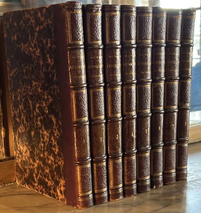 null Malte Brun, Géographie Universelle, suite de huit volumes reliés, dos à nerfs,...