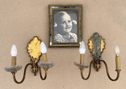 Mannette: pair of gilt metal sconces with...
