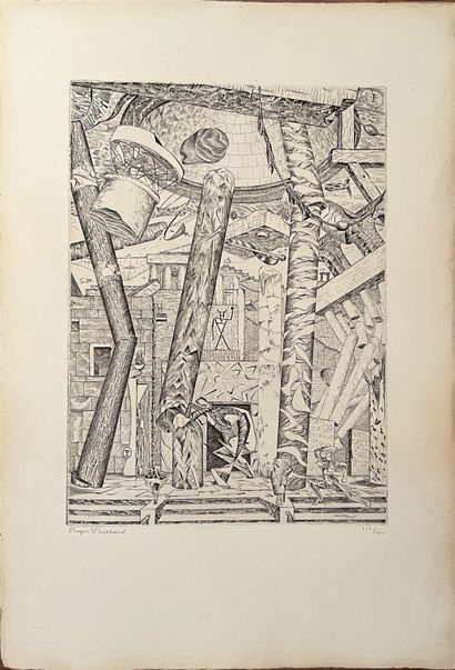 null Roger VIEILLARD (1907-1989) : THE DESTRUCTION OF THE TEMPLE. Etching. Signed...