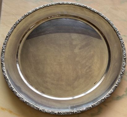 null Large silver plated serving tray, the edge of the wing chiseled with floral...