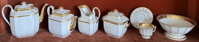null Part of tea and coffee service in white porcelain with gold nets. Includes a...