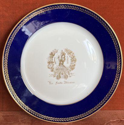 null National Manufacture of Sevres. Porcelain plate with gilded decoration of a...