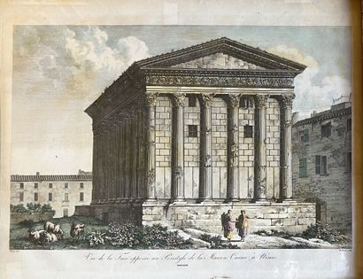null Engraving in colors View of the Opposite Side to the Peristyle of the Maison...
