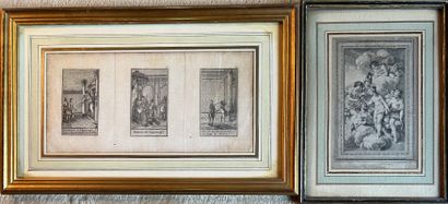 null Suite of four heightened lithographs on the subject of views of Paris: The Tuileries,...
