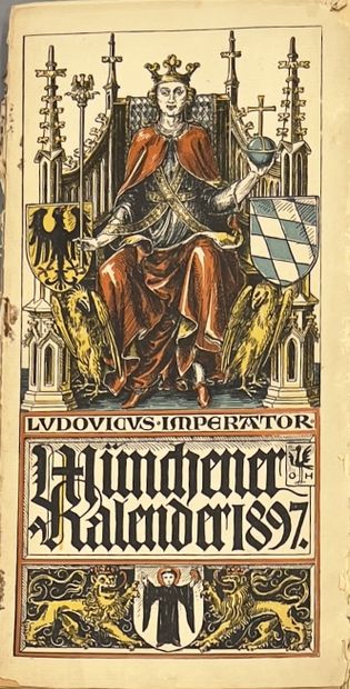 null Munchener Kalender für 1897, 1900, 1901. Nationale Verlagsanstalt, Munich. Four...