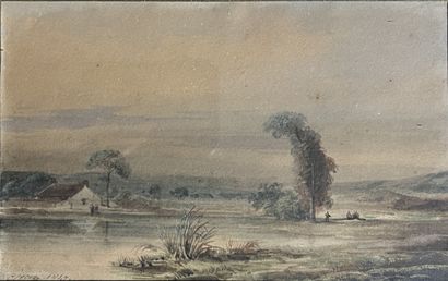 null Eugène CICERI (1813-1890): PAYSAGE. Watercolor, signed lower right and dated...