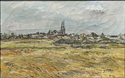 null Patrick SOUDAY (born 1953) : VUE DE LA CATHEDRALE DE CHARTRES. Oil on canvas,...