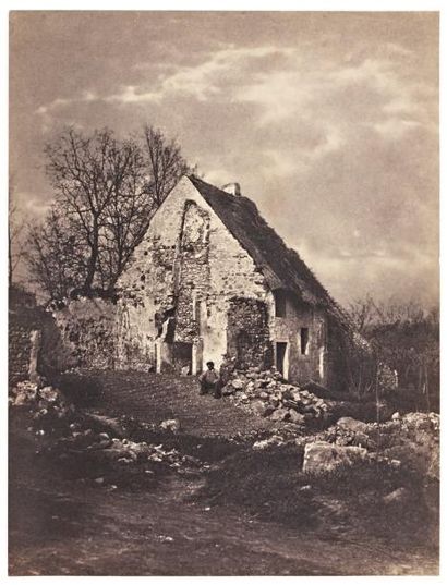 André GIROUX (1801-1879) Maison brûlée à Joui, France, vers 1855 Épreuve d'époque...