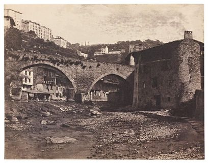 André GIROUX (1801-1879) Le pont de Seychalles (ou Seychal) sur la Durolle, Thiers,...