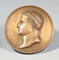 D. DENON, d'après ANDRIEU Médaille en bronze à patine cuivrée. Sur une face, le profil...