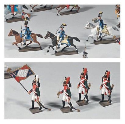 CBG MIGNOT a- Premier régiment de hussard 1er empire Trois cavaliers. b- quatre dragons...