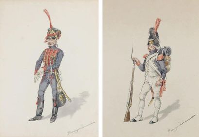 BEAUGARD (XIXème, dessinateur lithographe référencé en 1848) HUSSARD 1er EMPIRE -...