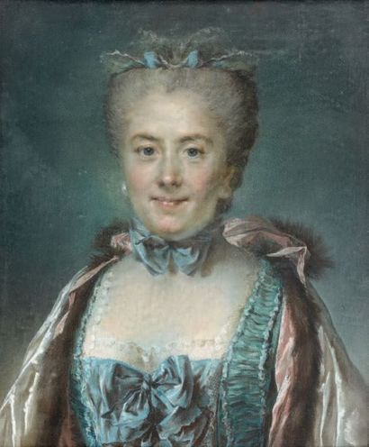 Claude BORNET (Paris 1733 - 1804) 
PORTRAIT DE FEMME EN BUSTE DE FACE Pastel sur...