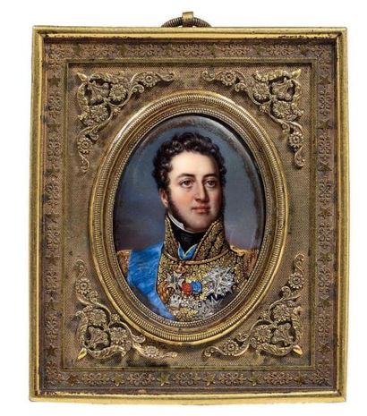 null Miniature sur émail: «Portrait de Suchet Duc d'Albufera en uniforme militaire...
