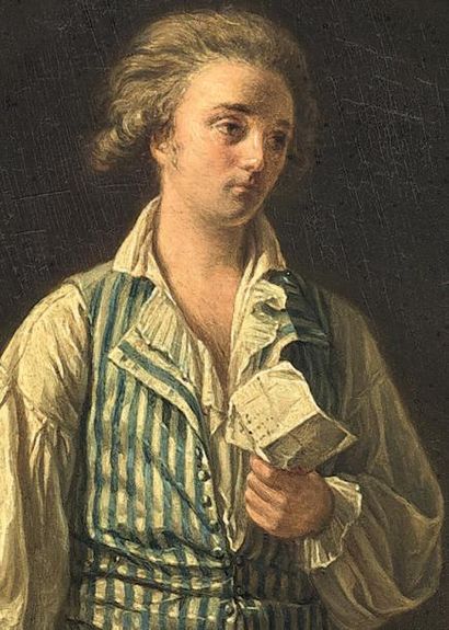 Louis Marc Antoine BILCOQ (1755-1838) 
LE PEINTRE DANS SON ATELIER.
Huile sur panneau,...