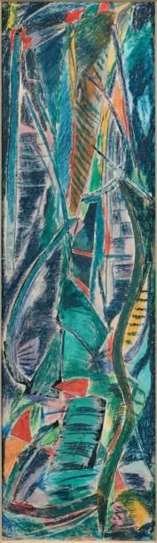 André LANSKOY (1902-1976) COMPOSITION, vers 1952.
Gouache et crayons de couleur,...