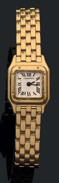 null Montre bracelet de dame «Panthère» en or jaune 18K (750) à quartz, le tour de...