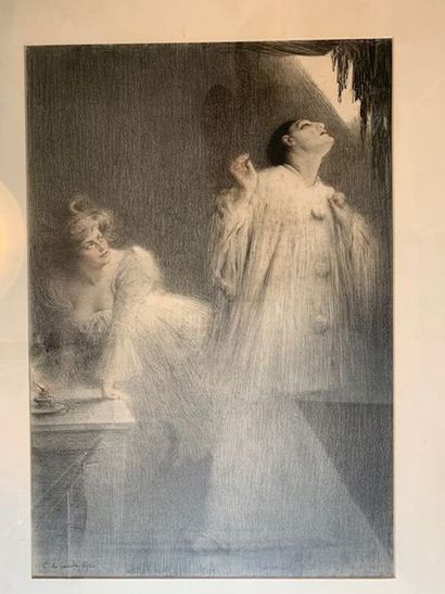 Charles LÉANDRE (1862-1934) - UNE PAGE D'AMOUR, 1903.
Lithographie, signée en bas...