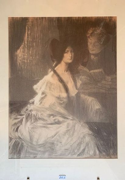 Charles LÉANDRE (1862-1934) - UNE PAGE D'AMOUR, 1903.
Lithographie, signée en bas...