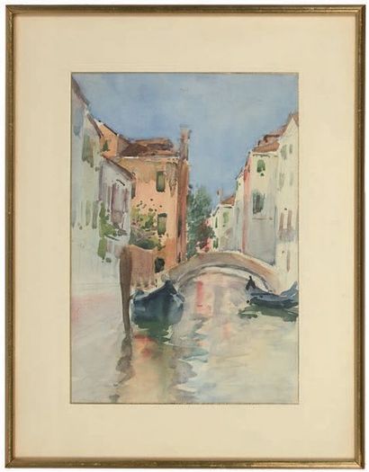CHARLES STUART FORBES (1856-1926) CANAL A VENISE.
Aquarelle sur trait de crayon,...