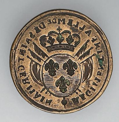 null Round wax stamp with the arms of France marked: "RÉGIMENT INF - ALLEM DE SAINT...