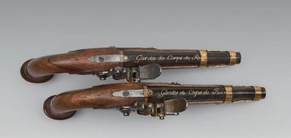 null Très belle paire de pistolets de garde du corps du Roi, premier modèle, canons...