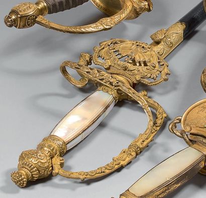 null Sword of a high-ranking civil servant or diplomat, guard in gilded brass with...
