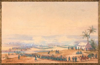 Gaspard Gobaut (1814/1882) Pair of watercolour drawings signed below left: "The Battle...