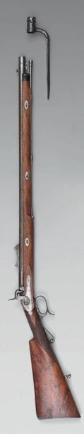 Percussion hunting rifle, damask barrel with...