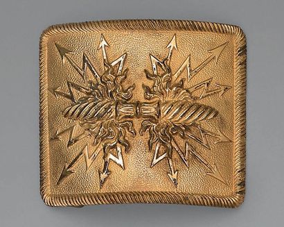 Chiselled brass gendarme belt tray of the...