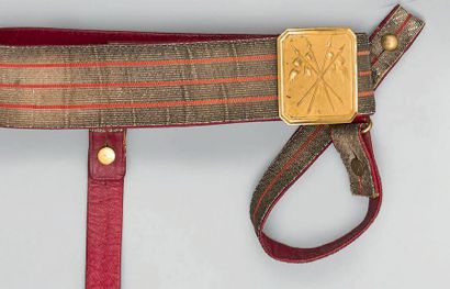 null Lancers officer's belt in red morocco decorated with a large silver braid with...
