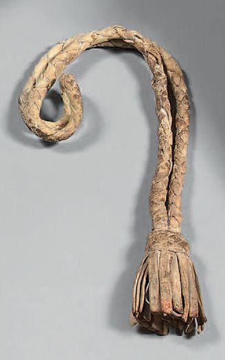 Cavalry strap in braided leather, bleached,...