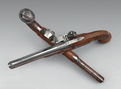 null Rare pair of flintlock pistols of officer model general-place commanders by...