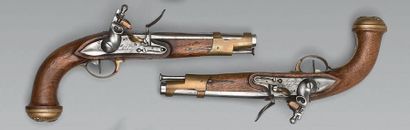 null Pair of flintlock pistols for the King's bodyguard, second model, barrels with...