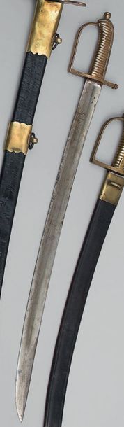 null Edge sword, guard of model 1767 entirely in brass, cast in one piece; navy sword...