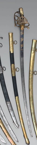 null Dragon officer's sword, brass battle guard model (traces of gilding) with five...