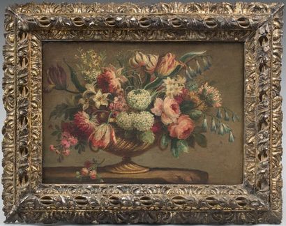 Ecole Italienne du XIXème siècle Flower vase on a canvas entablature

37 x 50.5 ...