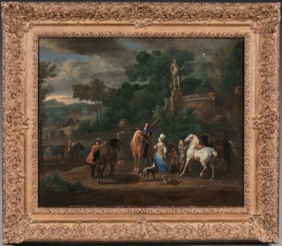 Dirk MAAS (Haarlem 1659 - 1717) Réunion en forêt
Le départ pour la chasse
Paire de
Toiles....