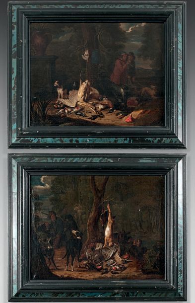 Attribué à Adrian de GRYEF (1657 - 1715) Back from hunting
Pair of canvases. One...