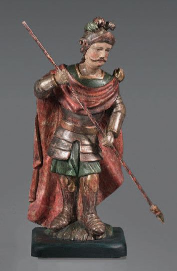 Saint Florian (?) in polychrome and gilded...
