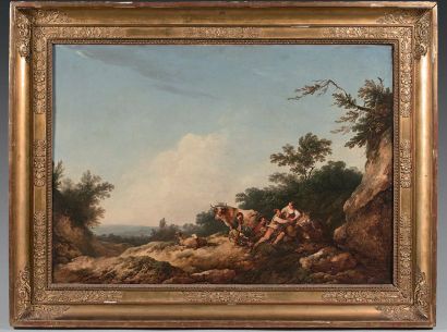 Philippe Jacques de LOUTHERBOURG (Strasbourg 1740 - Londres 1812) Le berger entreprenant
Toile....