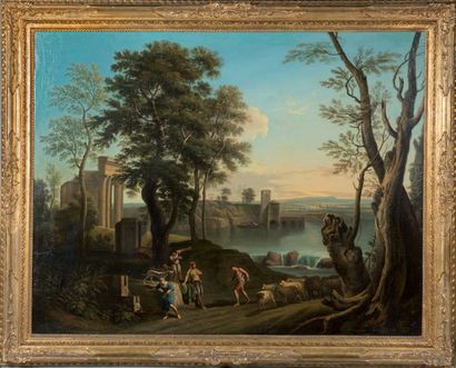Ecole ROMAINE du XVIIIème siècle, atelier d'Andrea LOCATELLI Landscape in Lazio with...