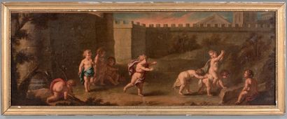 Attribué à Nicolas René JOLLAIN (1732 - 1804) Putti playing
Three
Paintings. Missing...