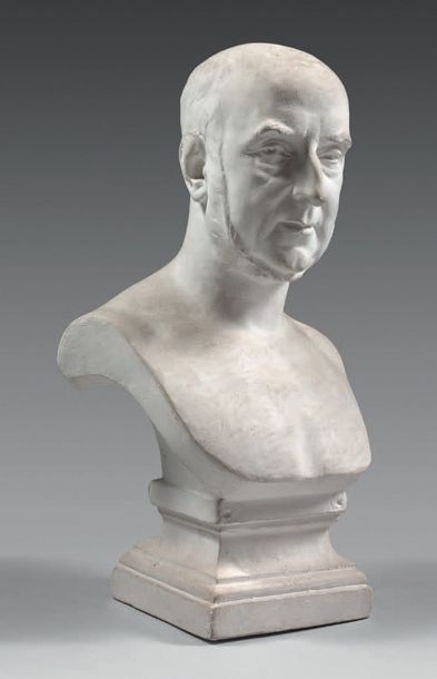 CARPEAUX Antique" bust representing a man, his head slightly turned to his right;...