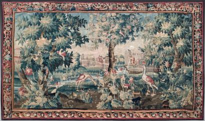 null Tapestry decorated with birds and exotic greenery, Royal Aubusson factory, 18th...