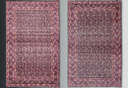 null Pair of carpets probably Ghoum or Keshan, Iran, early 20th century. Very fine...